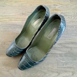 Calvin Klein Leather Croc Gray Stiletto Heels Round Toe Fashion Pumps Size 7